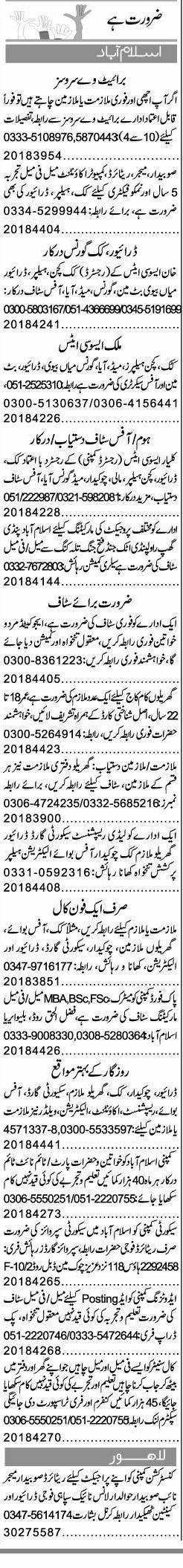 Misc. Jobs in Islamabad Express Classified