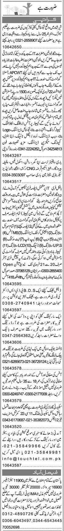 Misc. Jobs in Karachi Express Classified