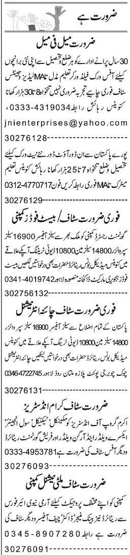 Misc. Jobs in Lahore Express Classified 1