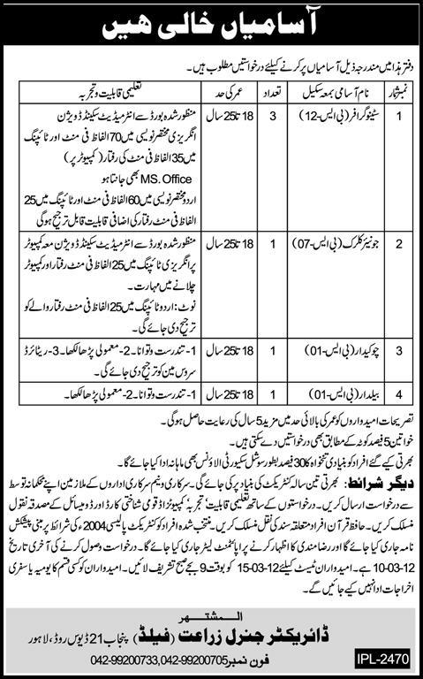 Agriculture Department, Punjab Jobs Opportunity