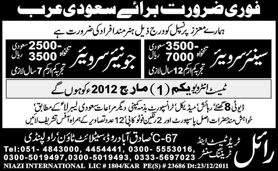 Surveyors Required for Saudi Arabia