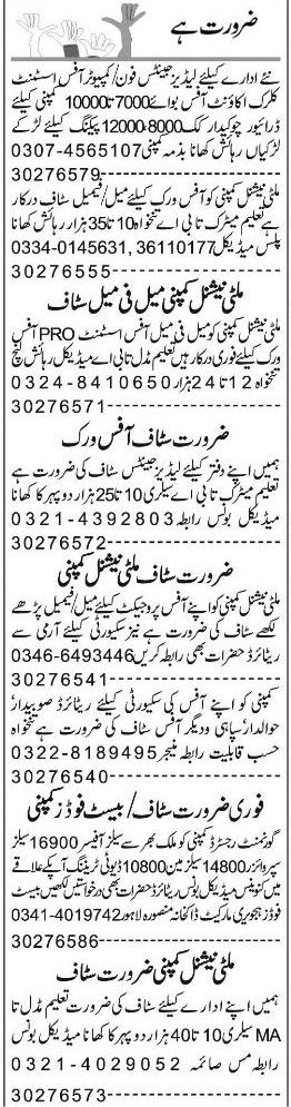 Misc. Jobs in Lahore Express Classified 1