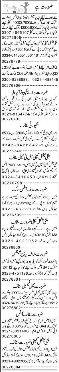 Misc. Jobs in Lahore Express Classified 2