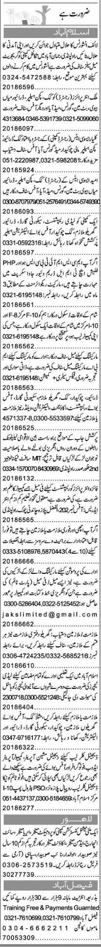 Misc. Jobs in Islamabad Express Classified