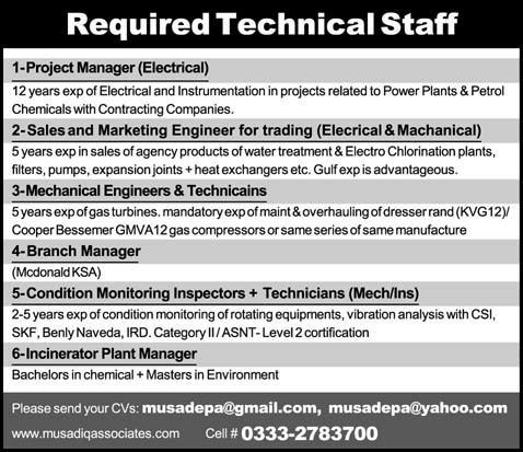 Technical Staff Jobs in Karachi