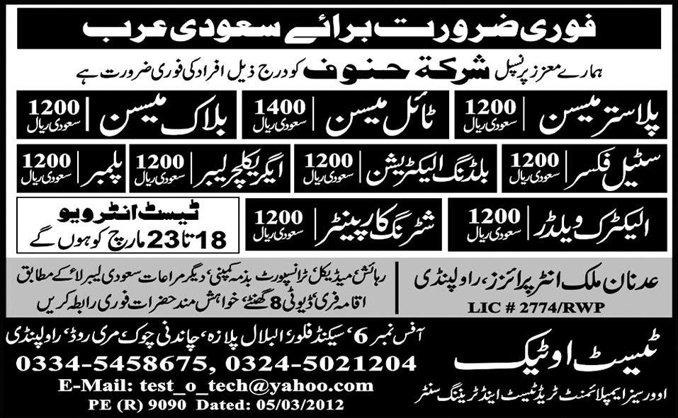 Construction Workers Required
