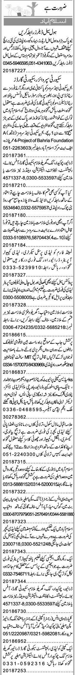 Classified Islamabad Express Misc. Jobs