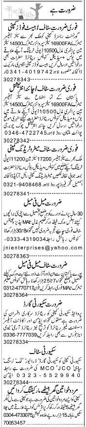 Classified Lahore Express Misc. Jobs 1