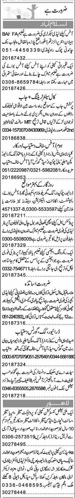 Classified Islamabad Express Misc. Jobs