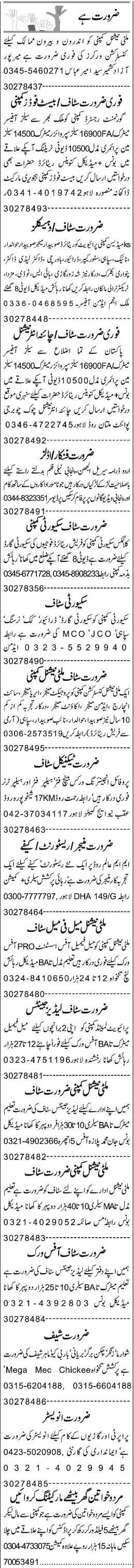 Classified Lahore Express Misc. Jobs 2