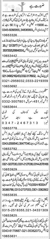 Classified Karachi Express Misc. Jobs