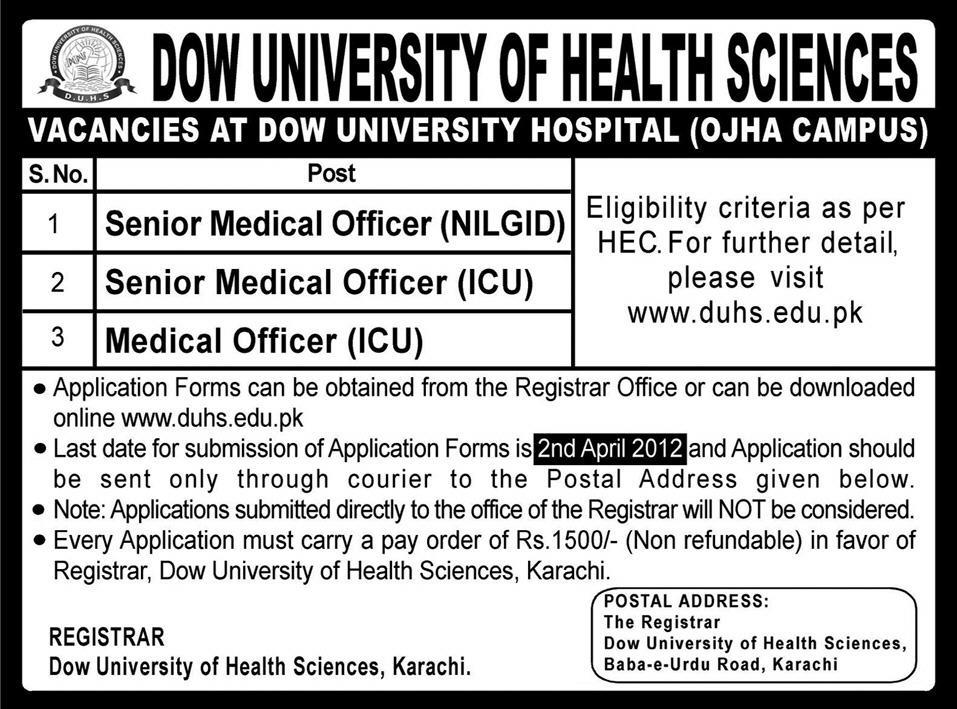 DOW University of Health Sciences Jobs