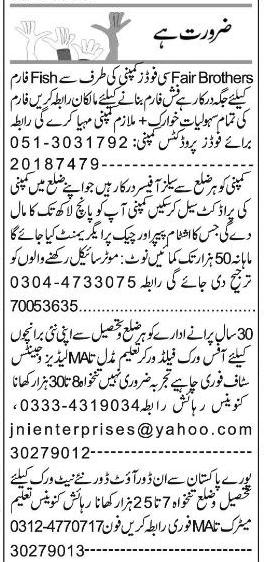 Classified Lahore Express Misc. Jobs 1