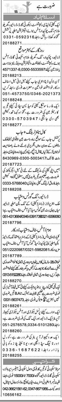 Classified Islamabad Express Misc. Jobs