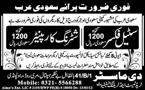 Steel Fixer and Shuttering Carpenter Jobs