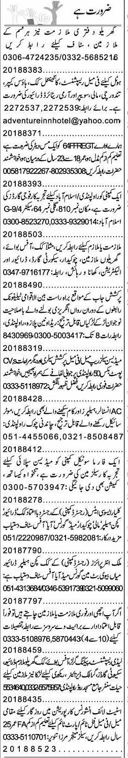 Classified Islamabad Express Misc. Jobs