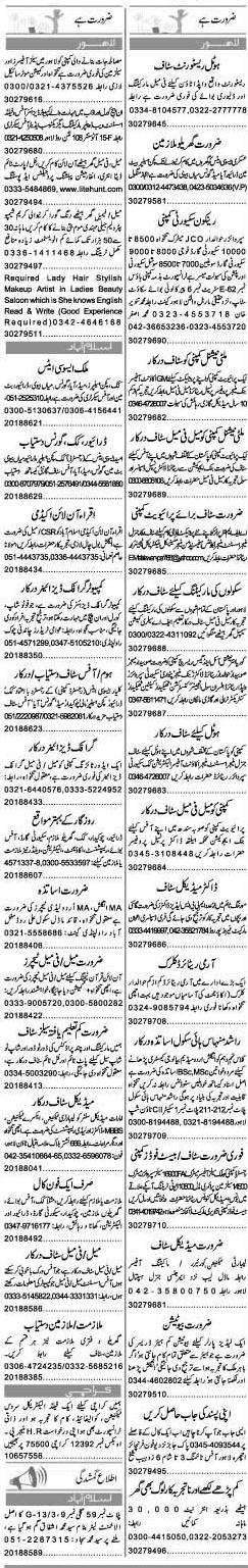 Classified Lahore Express Misc. Jobs