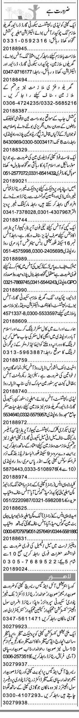 Classified Islamabad Express Misc. Jobs