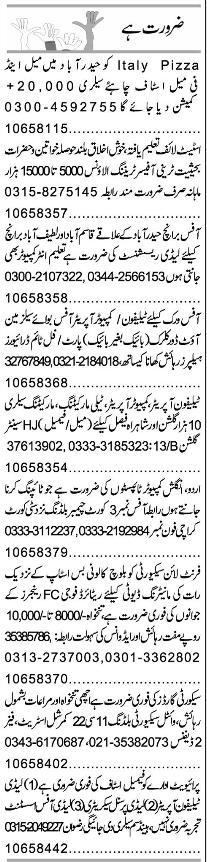 Classified Karachi Express Misc. Jobs