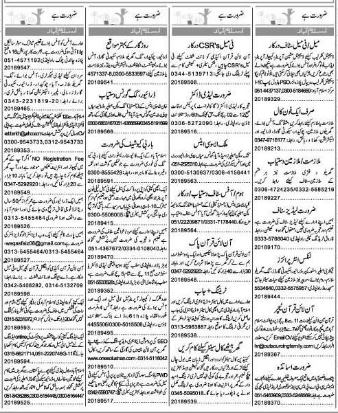 Classified Lahore Express Misc. Jobs 2