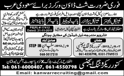 Engineer, Supervisor and Fabricator Jobs