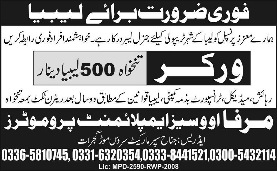 Workers Required