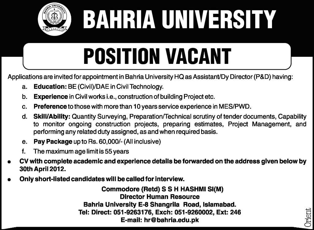 Bahria University Jobs