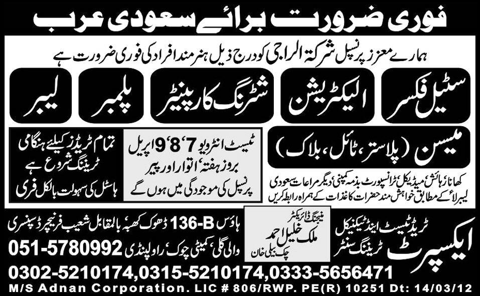 Mason, Electrician, Carpenters and Fixer Jobs