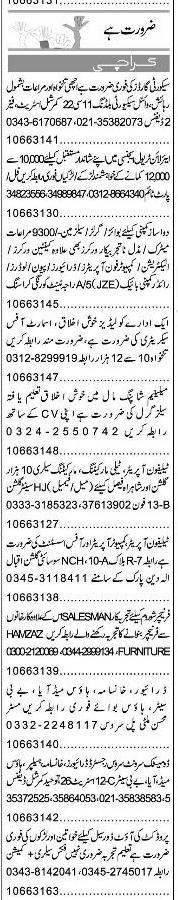 Classified Karachi Express Misc. Jobs