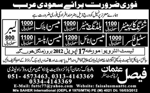 Carpenter, Mason and Fixer Jobs