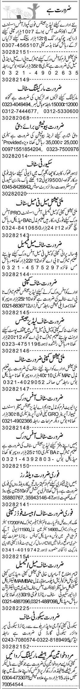 Classified Lahore Express Misc. Jobs