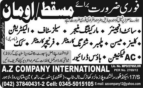 Technicians, Engineers and Sales Staff Required