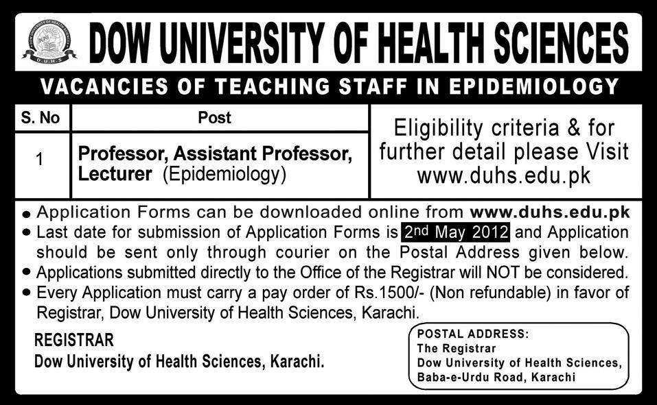 DOW University of Health Sciences Jobs