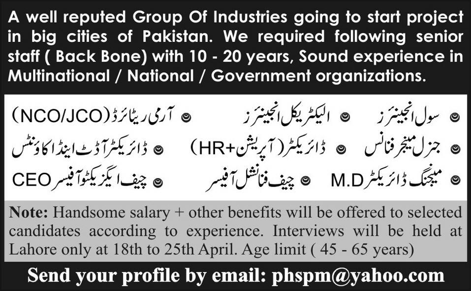 Managers, Engineers and Officer Required by a Group of Industries