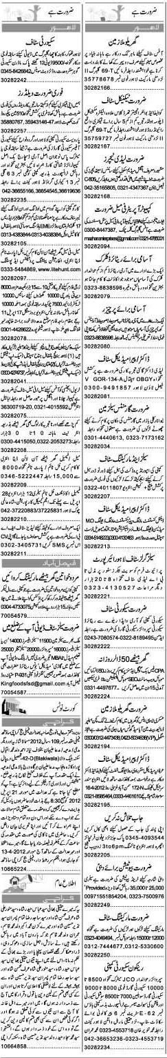 Classified Lahore Express Misc. Jobs