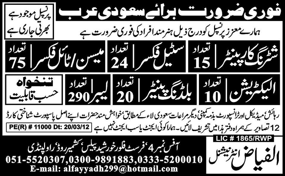 Mason, Steel Fixers and Shuttering Carpenter Jobs