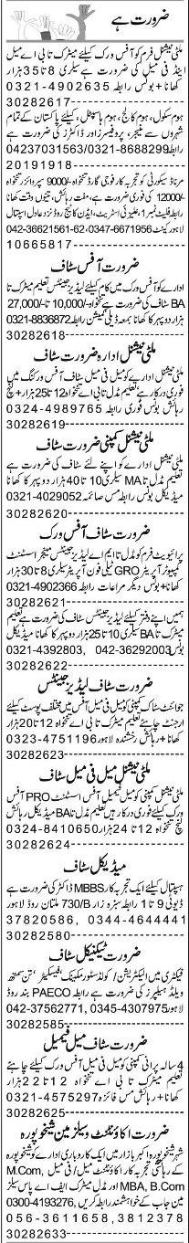 Classified Lahore Express Misc. Jobs 1