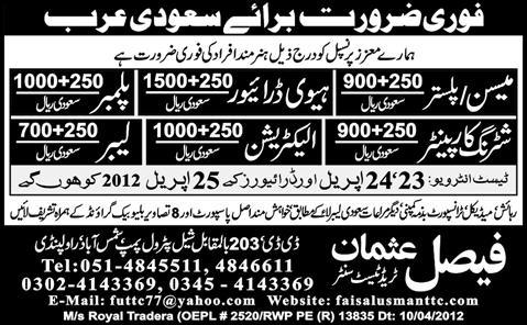 Driver, Carpenter and Mason Jobs