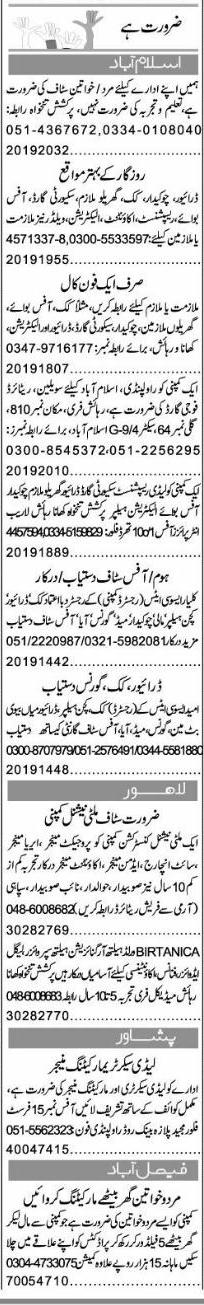 Classified Islamabad Express Misc. Jobs