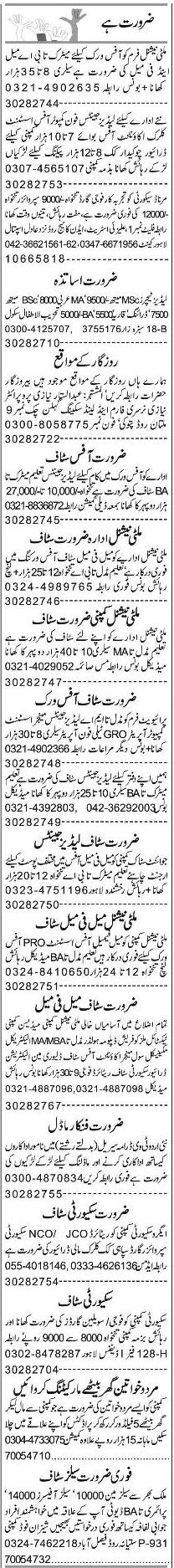 Classified Lahore Express Misc. Jobs 2