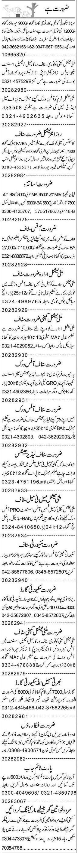 Classified Lahore Express Misc. Jobs