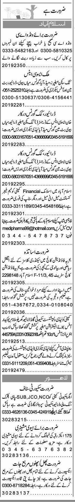 Classified Islamabad Express Misc. Jobs