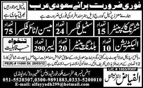 Carpenter, Fixer and Labor Jobs