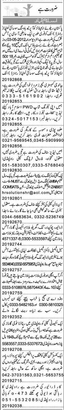 Classified Islamabad Express Misc. Jobs