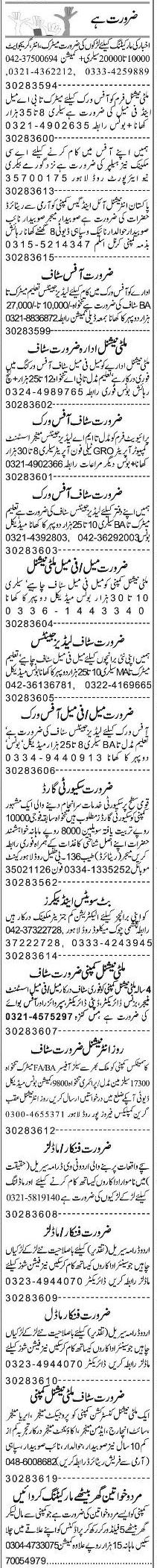 Classified Lahore Express Misc. Jobs