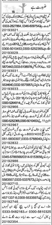 Classified Islamabad Express Misc. Jobs