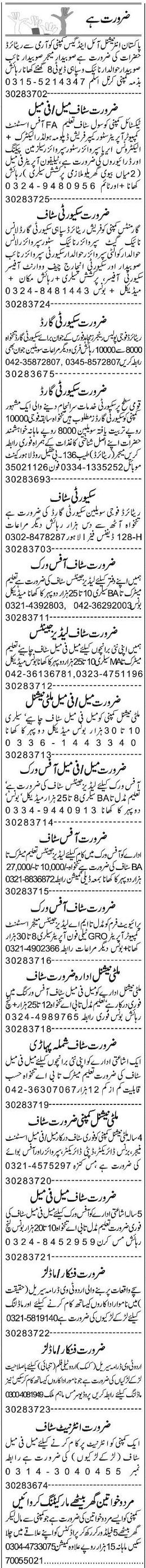 Classified Lahore Express Misc. Jobs 2