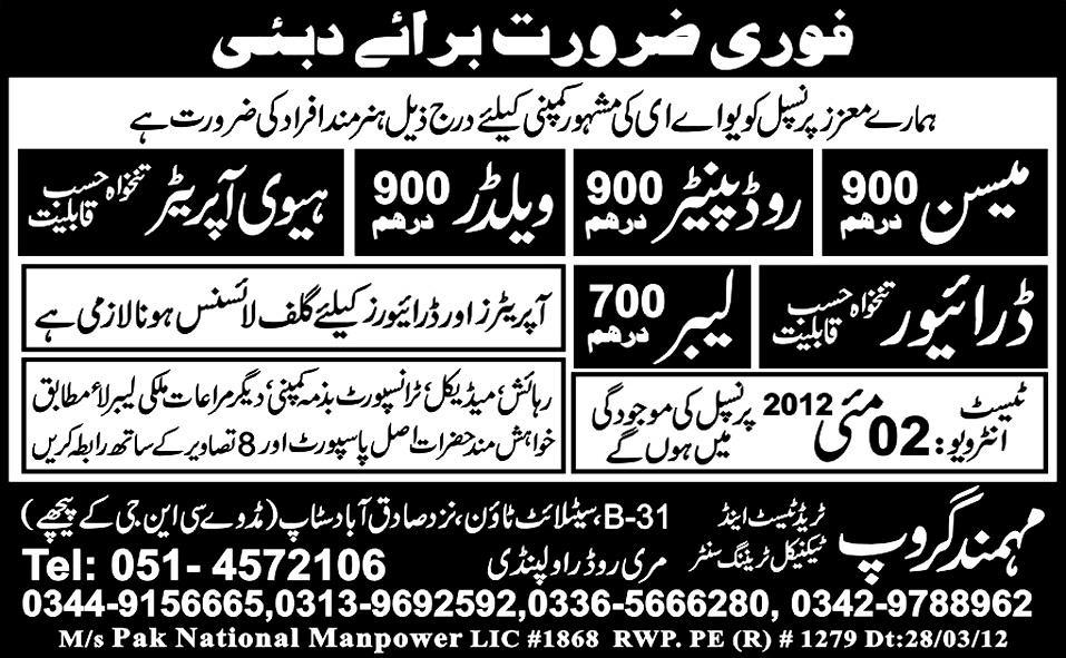 Mason, Road Painter, Welder and Heavy Operators Jobs