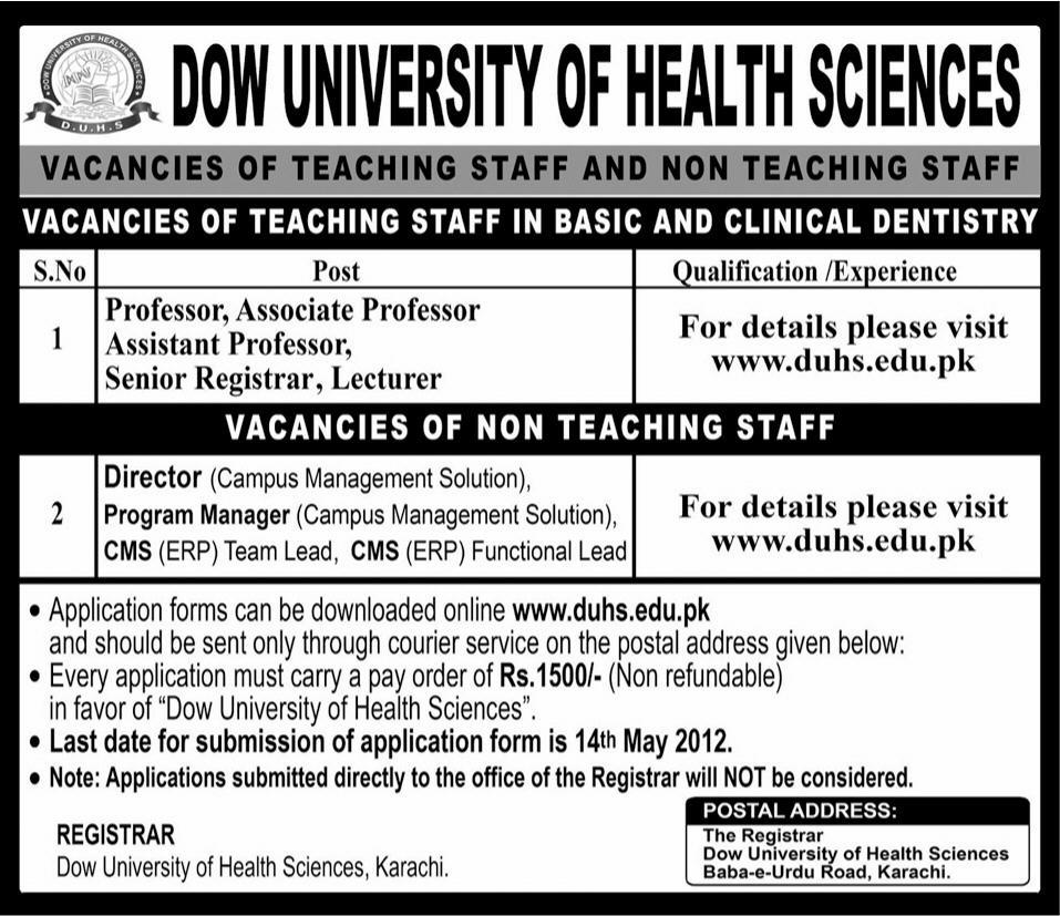 DOW University of Health Sciences Jobs