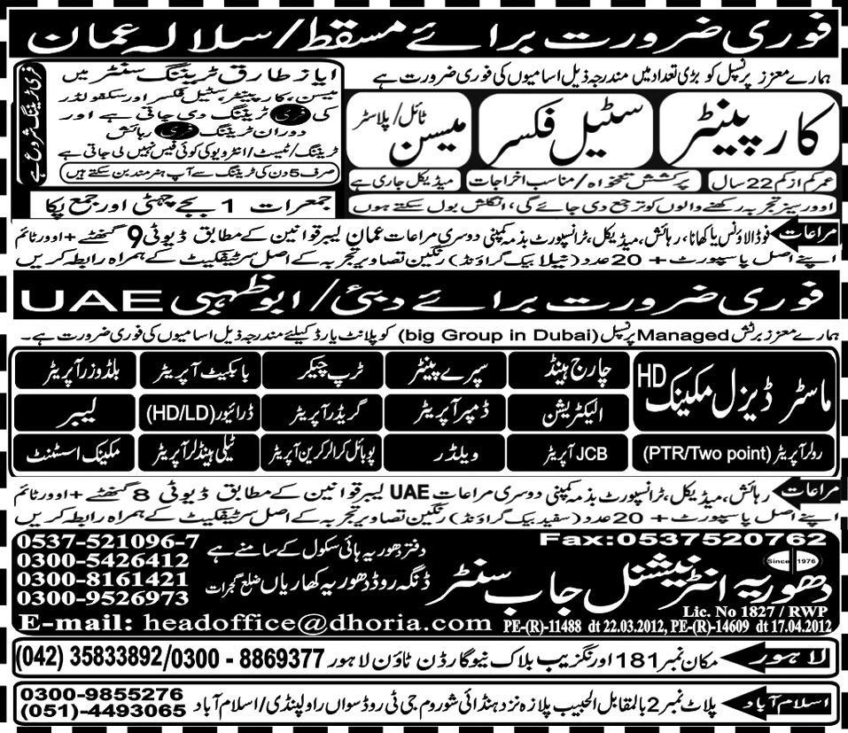 Jobs in UAE, Masqat, Abu Dhabi